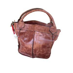 Nu New York Bach Distressed Leather Crossbody Tote Scrunchy Tote NEW